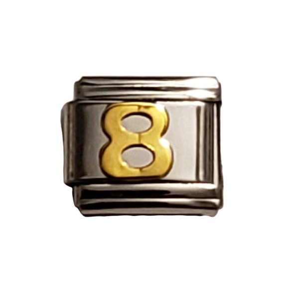 Italian Charm Bracelet Alphabet Letter Link - NUMBER "8" - Picture 1 of 1